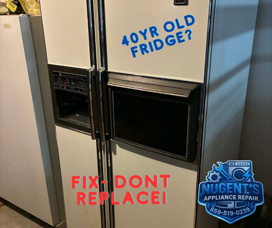 40-year-old GE refrigerator repaired instead of replaced by Nugent's Appliance Repair in Lebanon, KY — Fix, Don't Replace